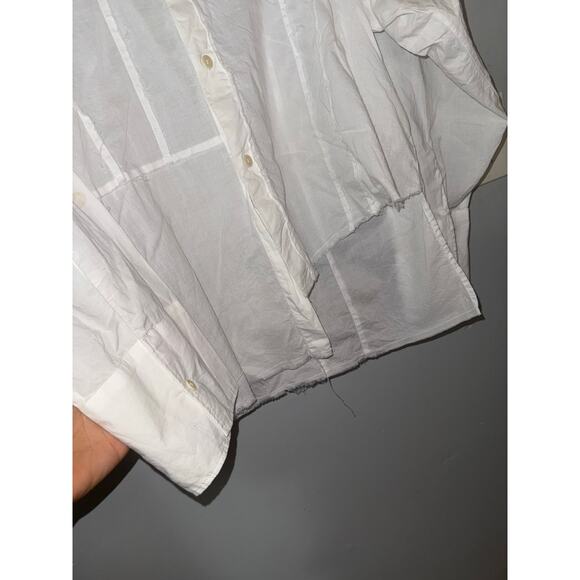 rare/self All-Gender Pieced Cotton Button Down Shirt white asymmetrical hem Med - Picture 5 of 9